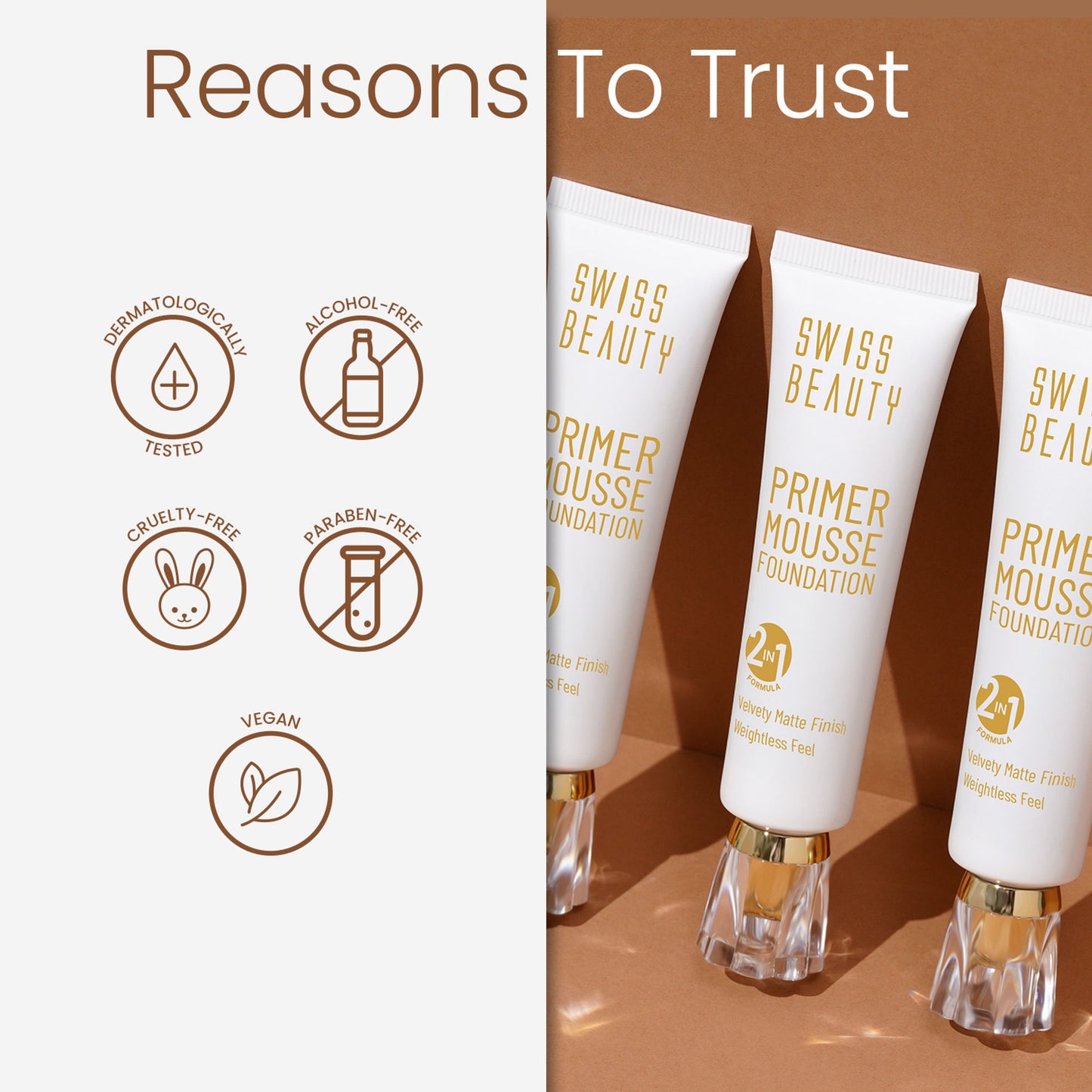 Swiss Beauty Primer Mousse Foundation - 07 Warm Fawn - Distacart