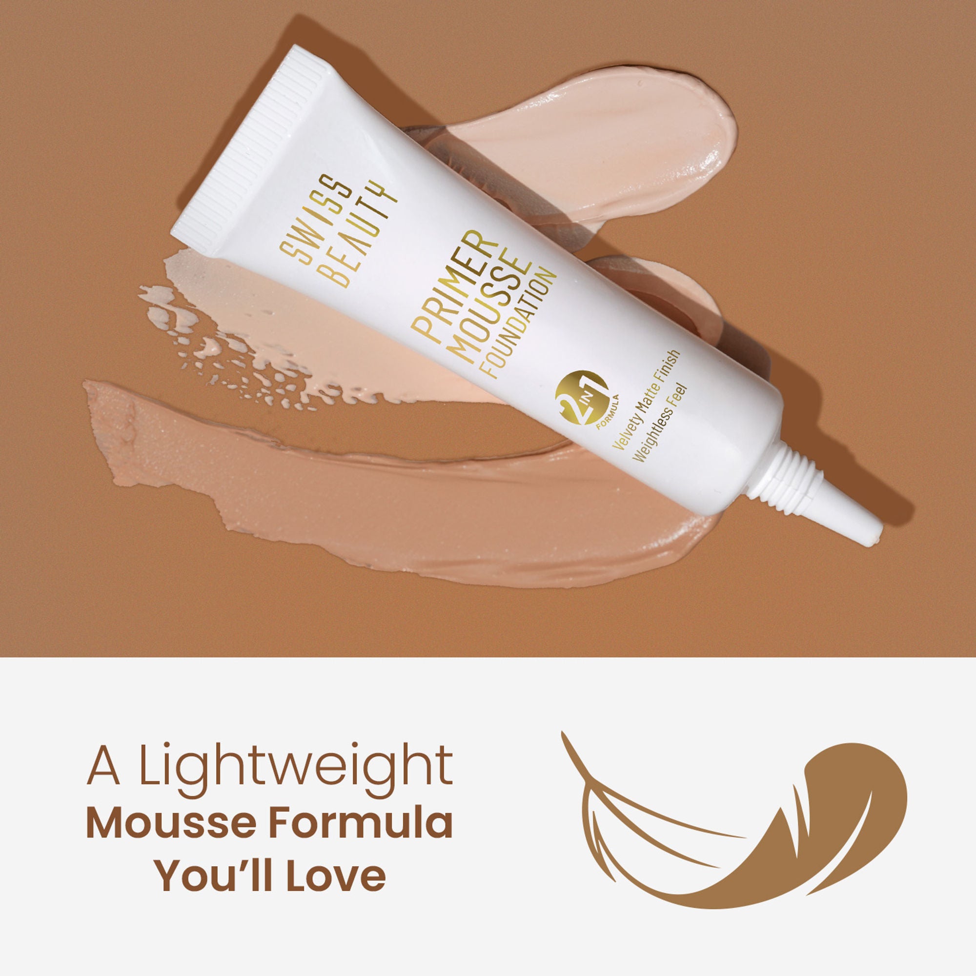 Swiss Beauty Primer Mousse Foundation - 10 Caramel Roast - Distacart