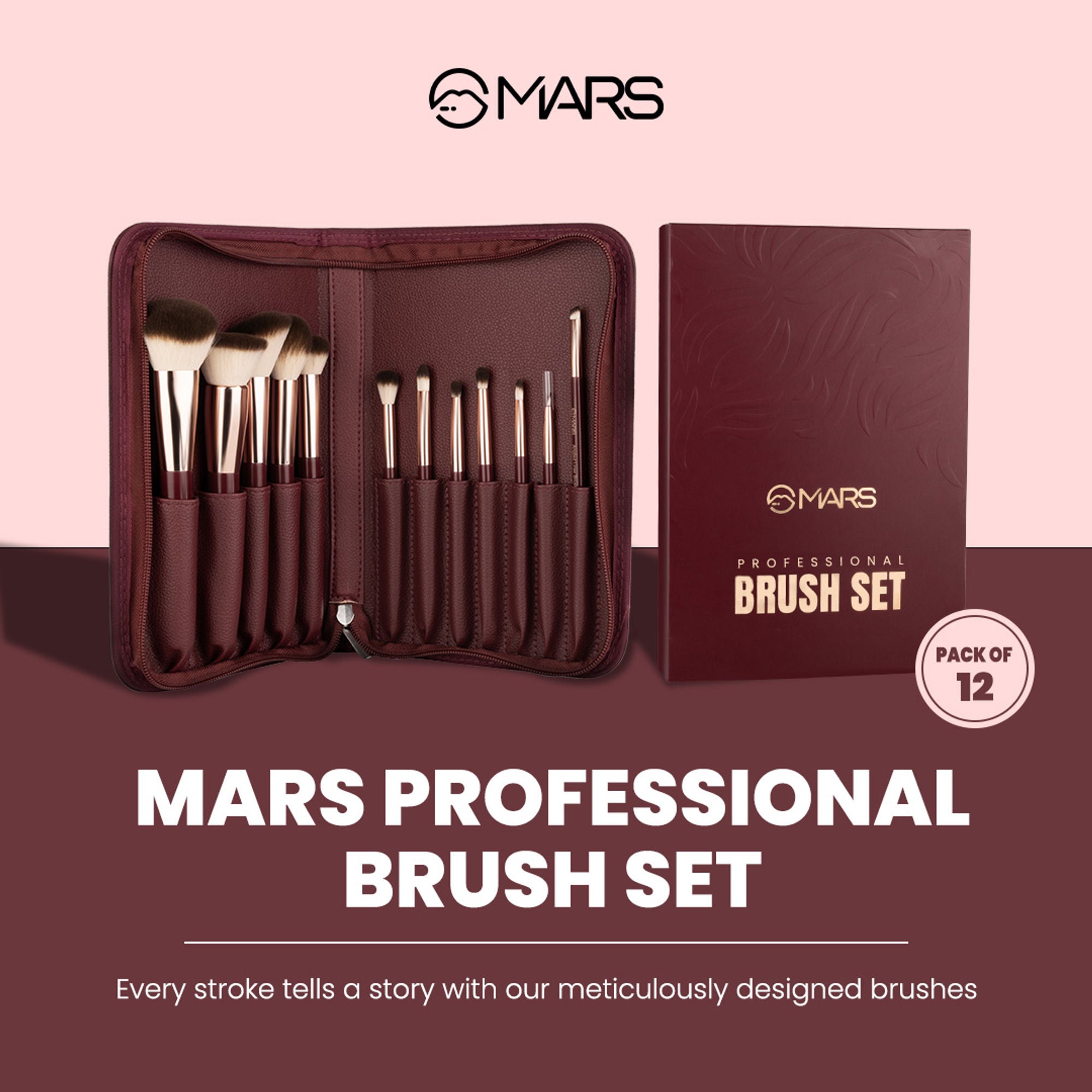 MARS Cosmetics Professional Makeup Brush - Set Of 12 - Distacart