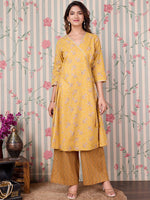 Thumbnail for Ode by House of Pataudi Floral Printed Regular Pure Cotton Kurta with Trousers & Dupatta - Distacart