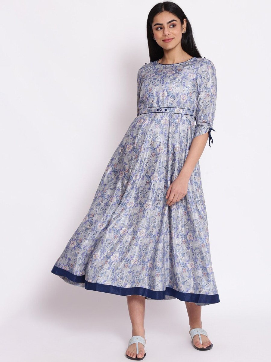 AURELIA Grey Floral Midi Dress - Distacart