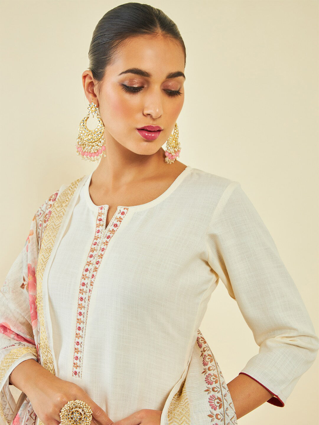 Soch Ethnic Motifs Embroidered Sequinned Kurta with Trousers & Dupatta - Distacart