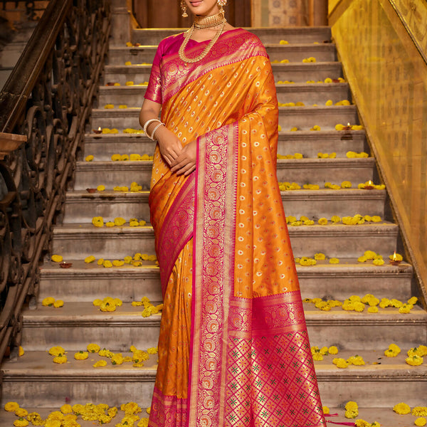 Shree Shyam Fashion Banarasi Silk Mustard Saree - Distacart