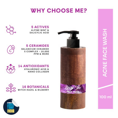 Mintree Certified Organic & Vegan Crystal Clear Anti-Acne Face Wash - Distacart