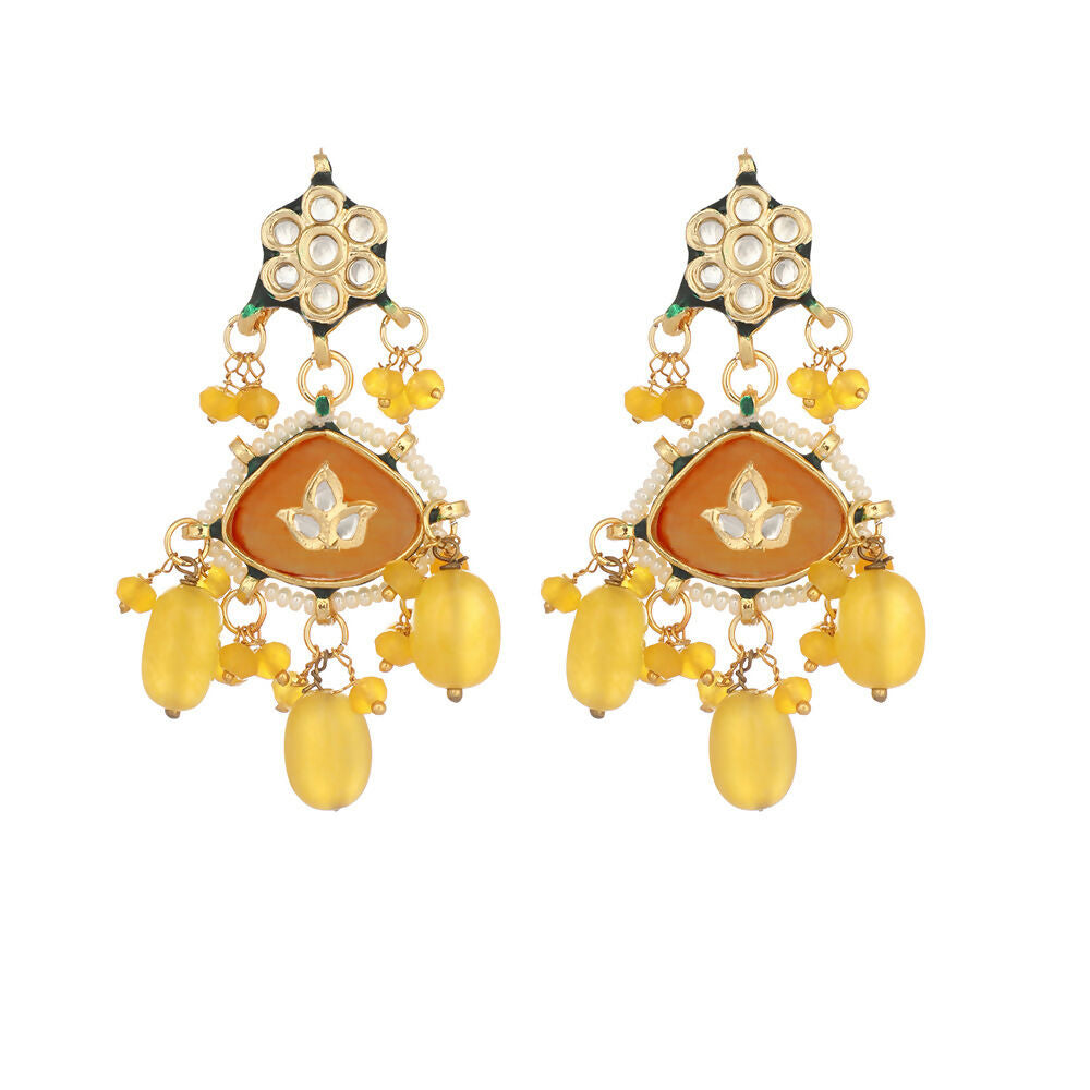 Nuyug Amber Glory Ethnic Earrings & Maang Tikka Set