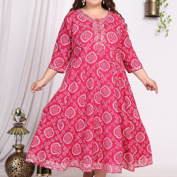 Swasti Plus Size Ethnic Motifs Printed Midi Fit & Flare Ethnic Dress - Distacart