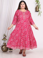 Thumbnail for Swasti Plus Size Ethnic Motifs Printed Midi Fit & Flare Ethnic Dress