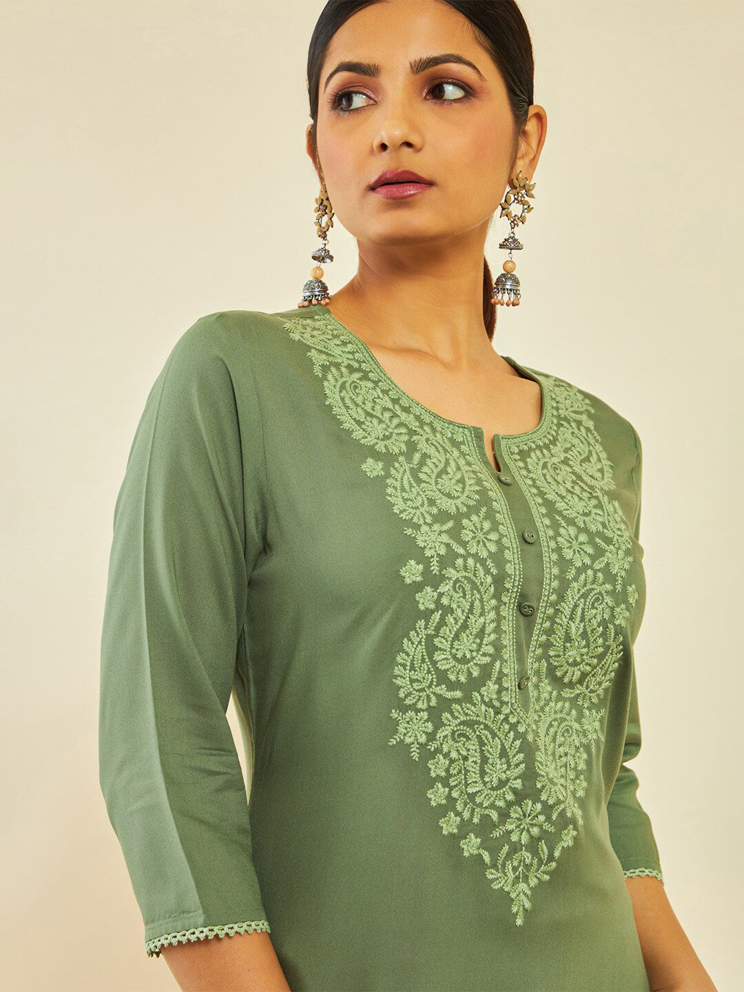 Soch Paisley Yoke Design Thread Work Straight Kurta - Distacart