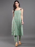Thumbnail for Aks Ethnic Motifs Printed Straight Kurta with Trousers - Distacart