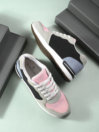 Roadster The Lifestyle Co. Women Pink & Black Colourblocked Lightweight Sneakers