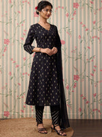 Thumbnail for Ode by House of Pataudi Floral Printed Regular Kurta with Trousers & With Dupatta - Distacart