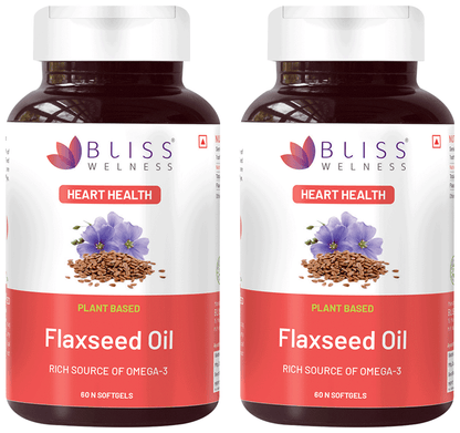 bliss welness flaxseed oil high potency omega 3 softgel capsule 60 each