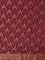 Thumbnail for Anouk Burgundy & Gold-Toned Woven Design Zari Pure Georgette Kanjeevaram Saree - Distacart