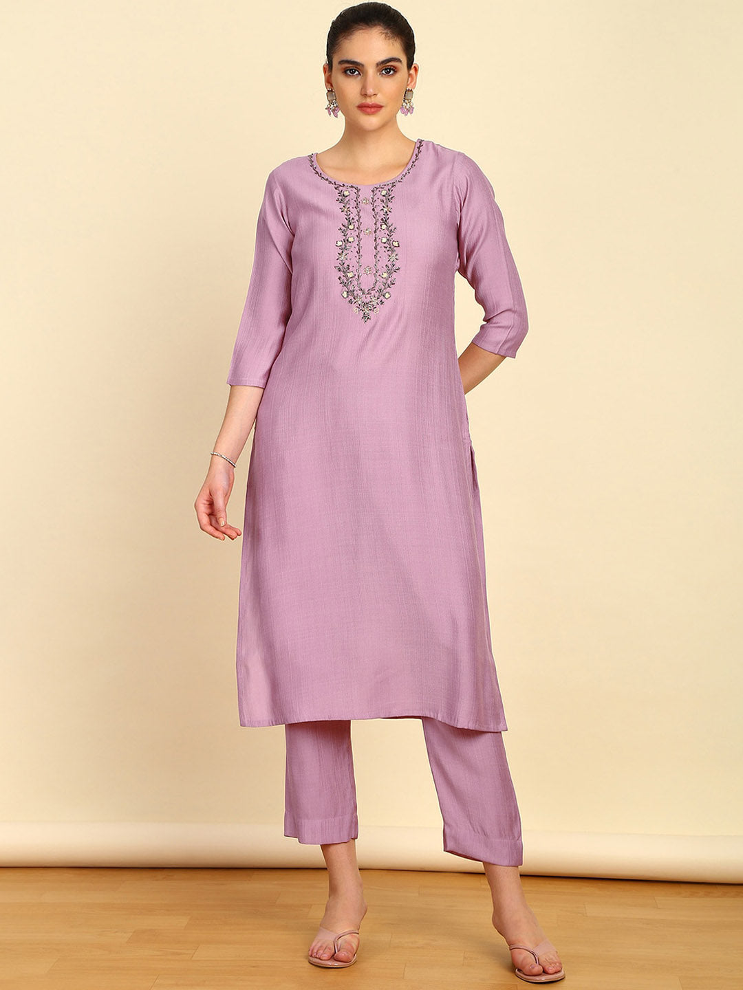 Soch Ethnic Motifs Embroidered Regular Thread Work Kurta with Trousers - Distacart
