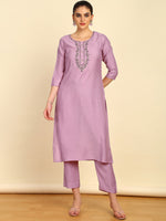Thumbnail for Soch Ethnic Motifs Embroidered Regular Thread Work Kurta with Trousers - Distacart