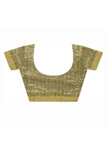 Thumbnail for Anouk Navy Blue & Gold-Toned Embellished Sequinned Pure Georgette Saree - Distacart