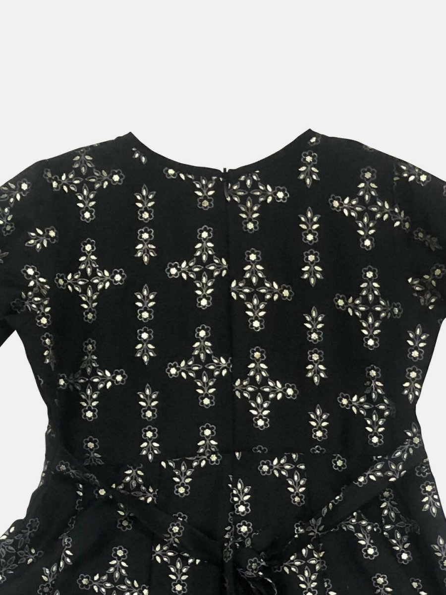 Ahalyaa Black Chanderi Gold Foil Printed Kids Dress For Girls - Distacart