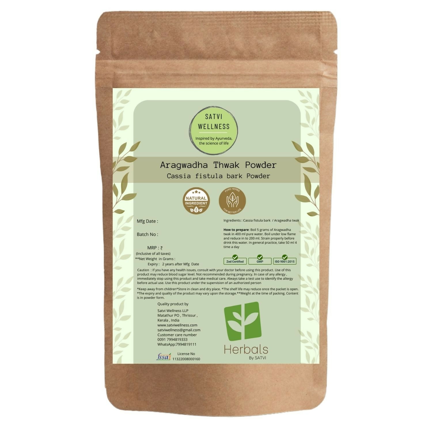 Satvi Wellness Aragwadha Bark Powder - Distacart