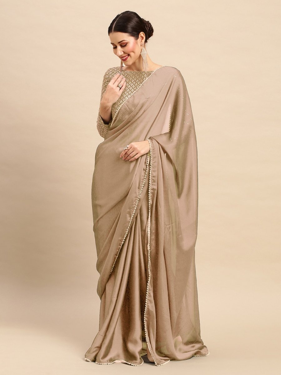 Anouk Beads And Stones Detail Pure Georgette Saree - Distacart