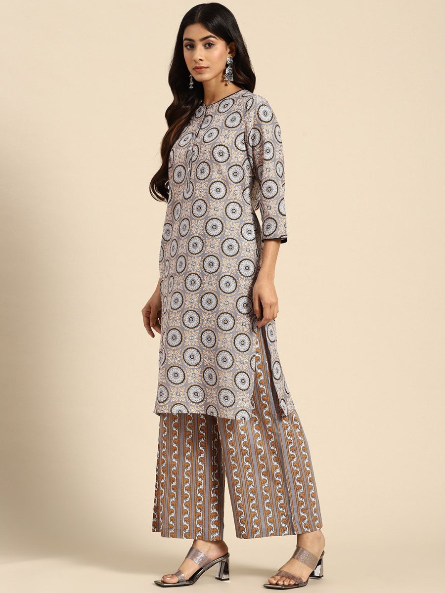 All About You Ethnic Motifs Printed Kurta with Palazzos - Distacart