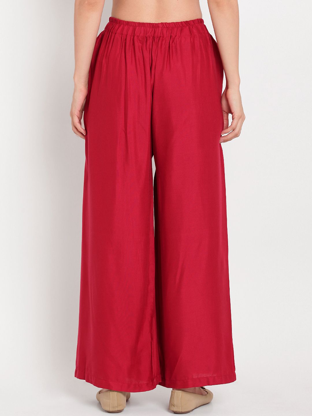 TAG 7 Women Maroon Solid Flared Palazzos