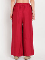 Thumbnail for TAG 7 Women Maroon Solid Flared Palazzos