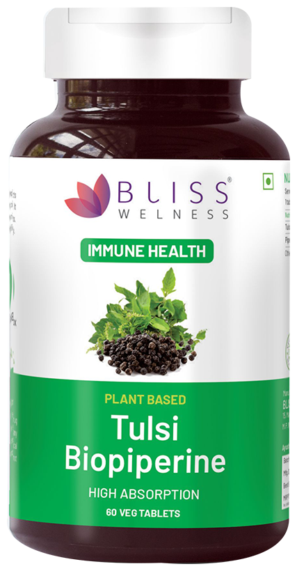bliss welness immune health tulsi biopiperine veg tablet
