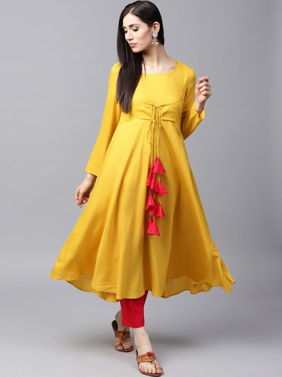 Aks Women Tasseled Anarkali Kurta - Distacart