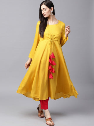 Aks Women Tasseled Anarkali Kurta - Distacart