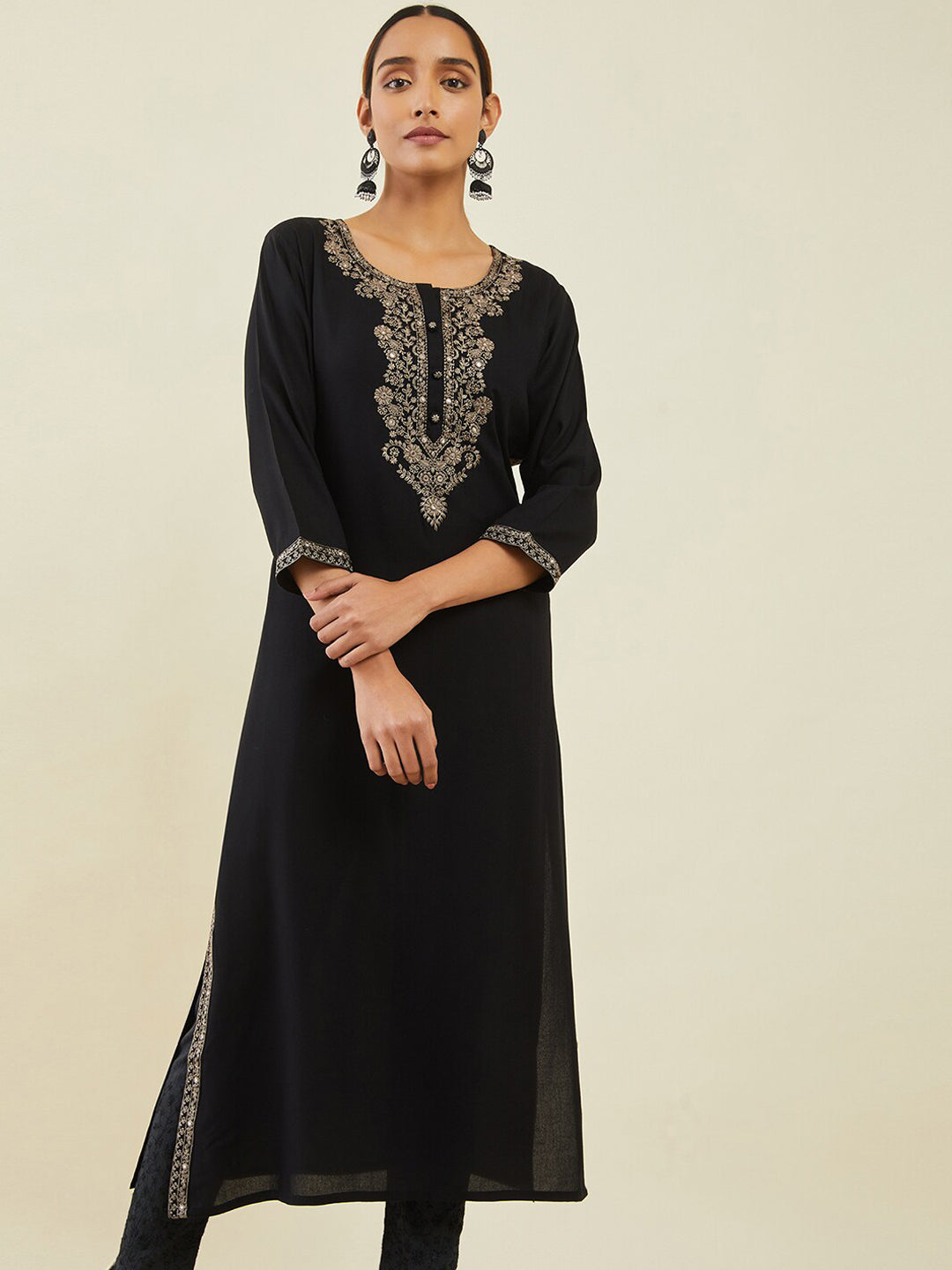 Soch Women Ethnic Motifs Yoke Design Mirror Work Kurta - Distacart