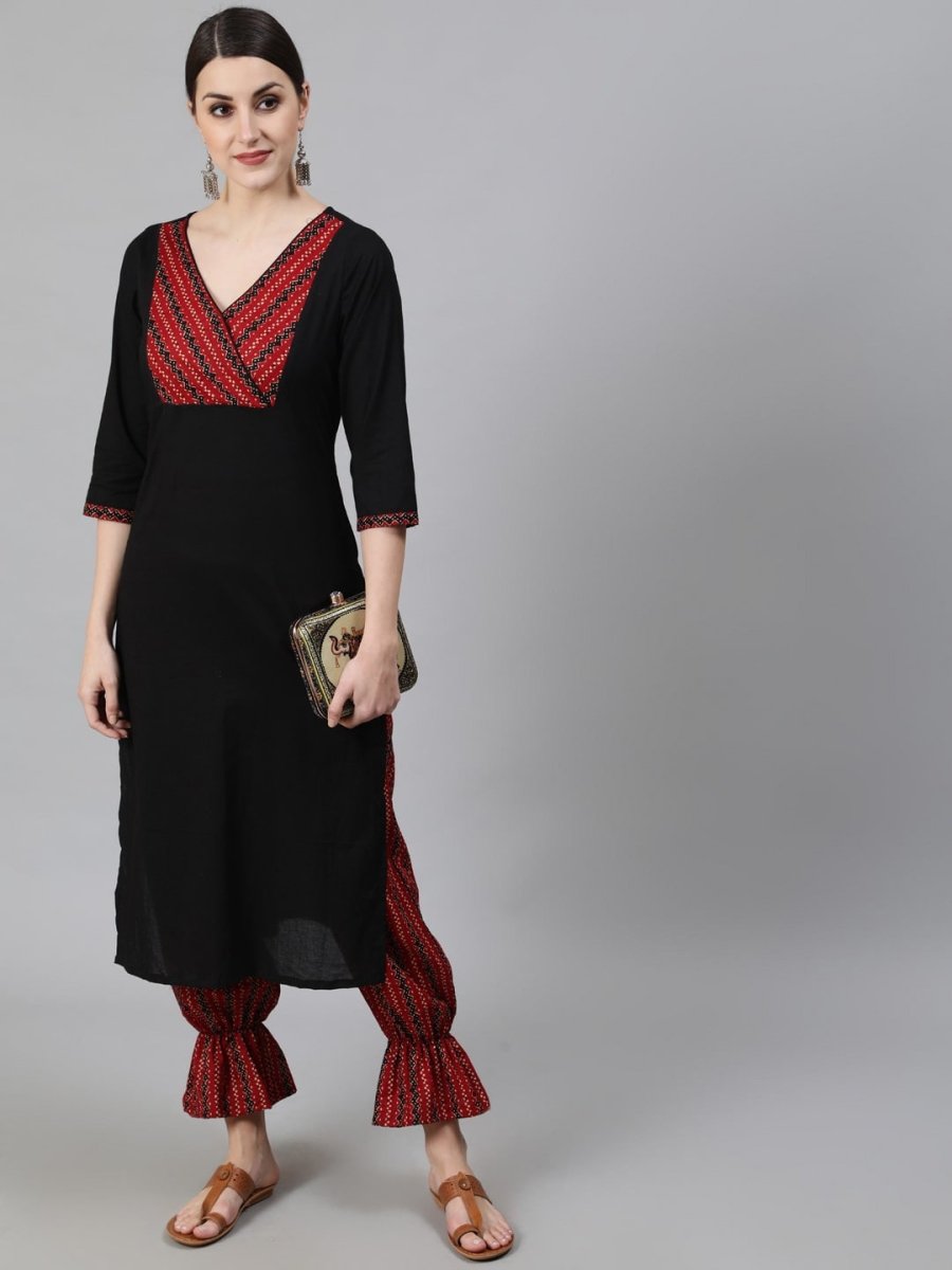 Aks Ethnic Motifs Yoke Design Pure Cotton Kurta And Trousers - Distacart