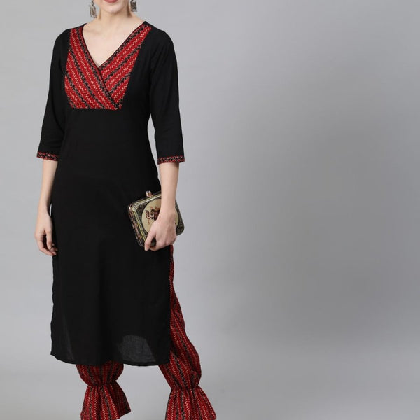 Aks Ethnic Motifs Yoke Design Pure Cotton Kurta And Trousers - Distacart