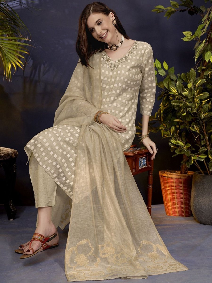 Anouk Women Ethnic Motifs Embroidered Regular Beads and Stones Kurta with Trousers & With Dupatta - Distacart