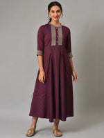 Thumbnail for AURELIA Mandarin Collar Striped A-line Dress