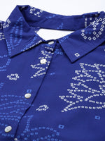 Thumbnail for Anouk Women Blue Bandhani Printed Kurti with Trousers - Distacart