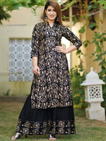 Thumbnail for Kalini Ethnic Motifs Printed Mandarin Collar Kurta with Sharara & Dupatta