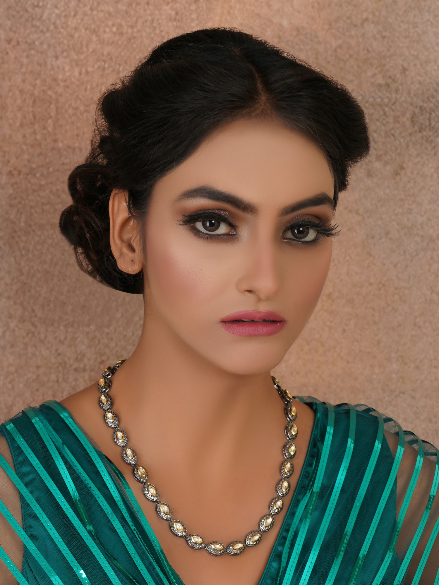 Dual Tone Kundan Neckpiece (silver) - Ruby Raang - Distacart