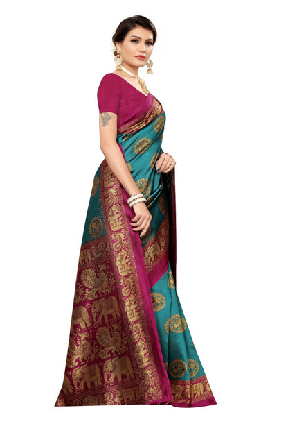 Vamika rama & wine Printed Art Silk Saree - Distacart