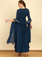 Thumbnail for Soch Floral Embroidered Empire Mirror Work Kurta & Churidar With Dupatta - Distacart