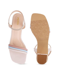 Thumbnail for Metro Beige & Peach Coloured Colourblocked Block Heels