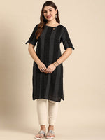 Thumbnail for Anouk Women Striped Keyhole Neck Cotton Kurta - Distacart