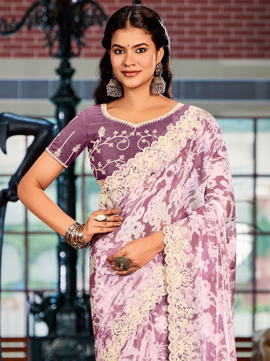 Anouk Sequinned Pure Chiffon Saree - Distacart