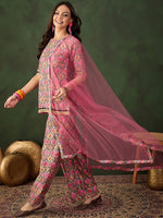 Thumbnail for Sangria Printed Straight Kurta & Trouser With Dupatta