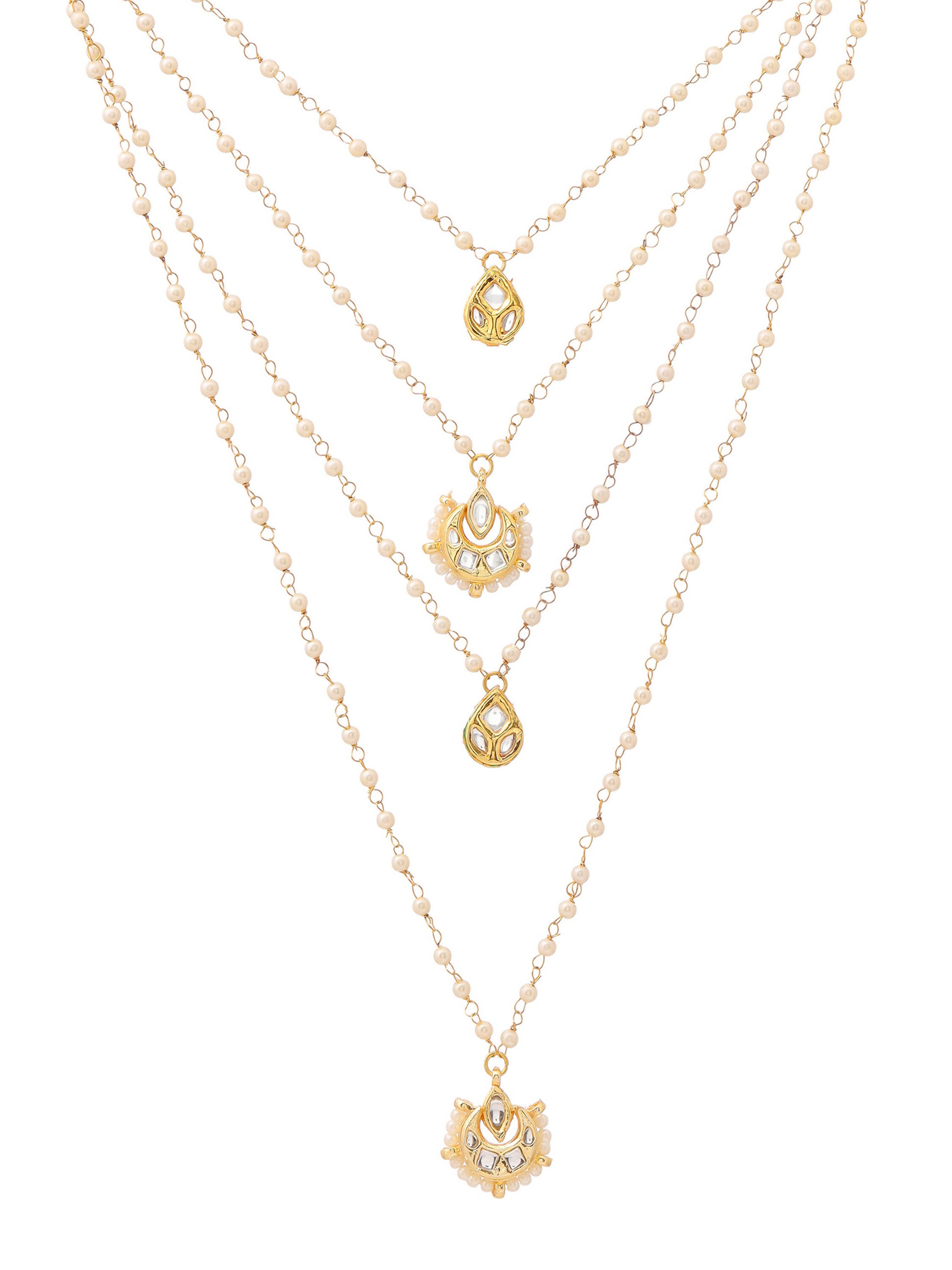 Ruby Raang Gold Kundan Layered Necklace - Distacart