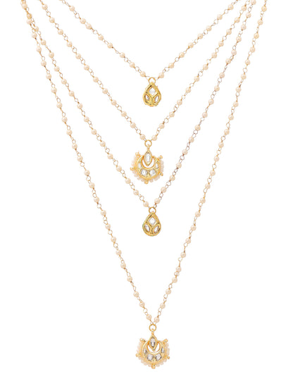Ruby Raang Gold Kundan Layered Necklace - Distacart