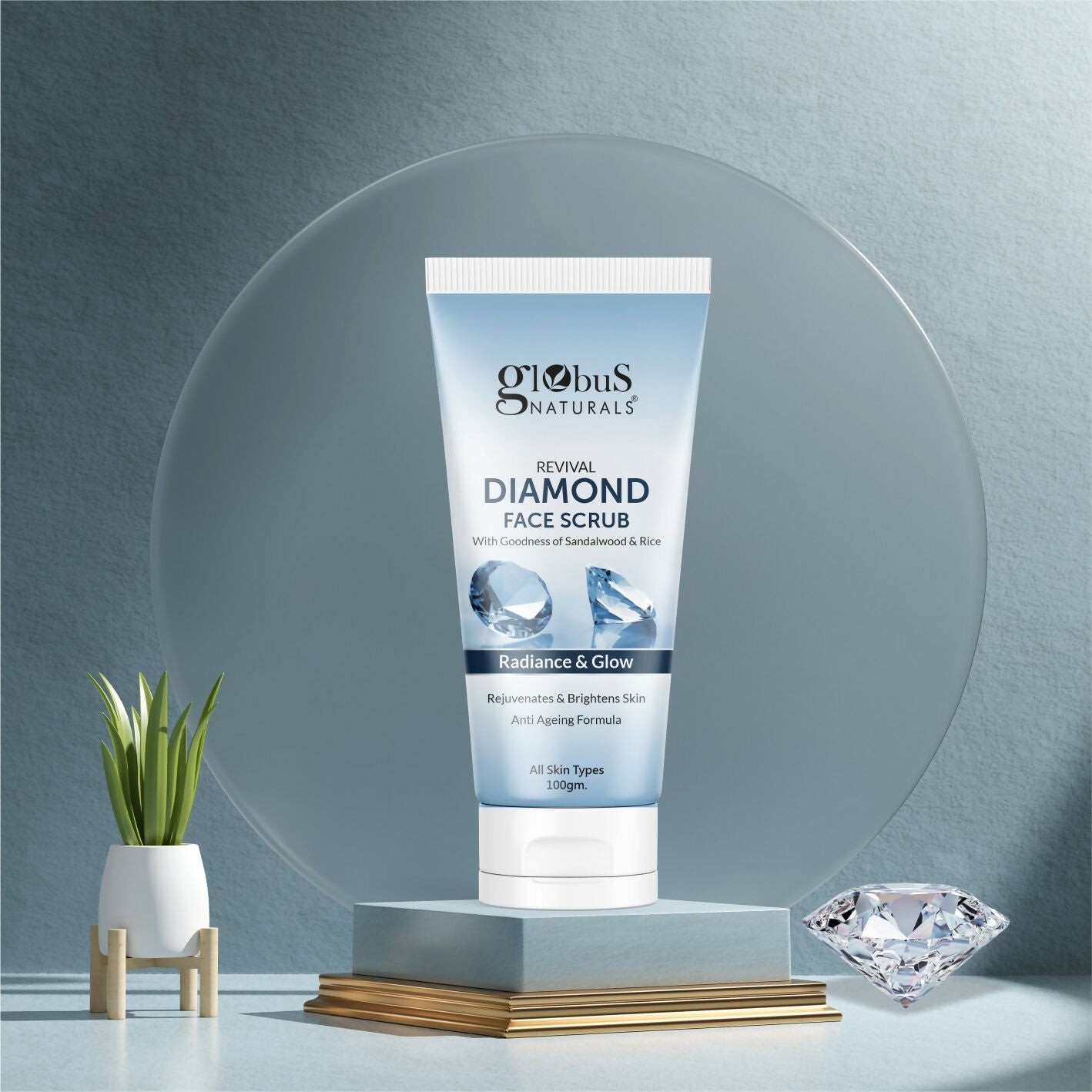 Globus Naturals Revival Diamond Face Scrub, Suitable For All Skin Types - Distacart