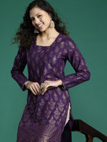 Thumbnail for Sangria Ethnic Motifs Printed Gotta Patti Kurta - Distacart