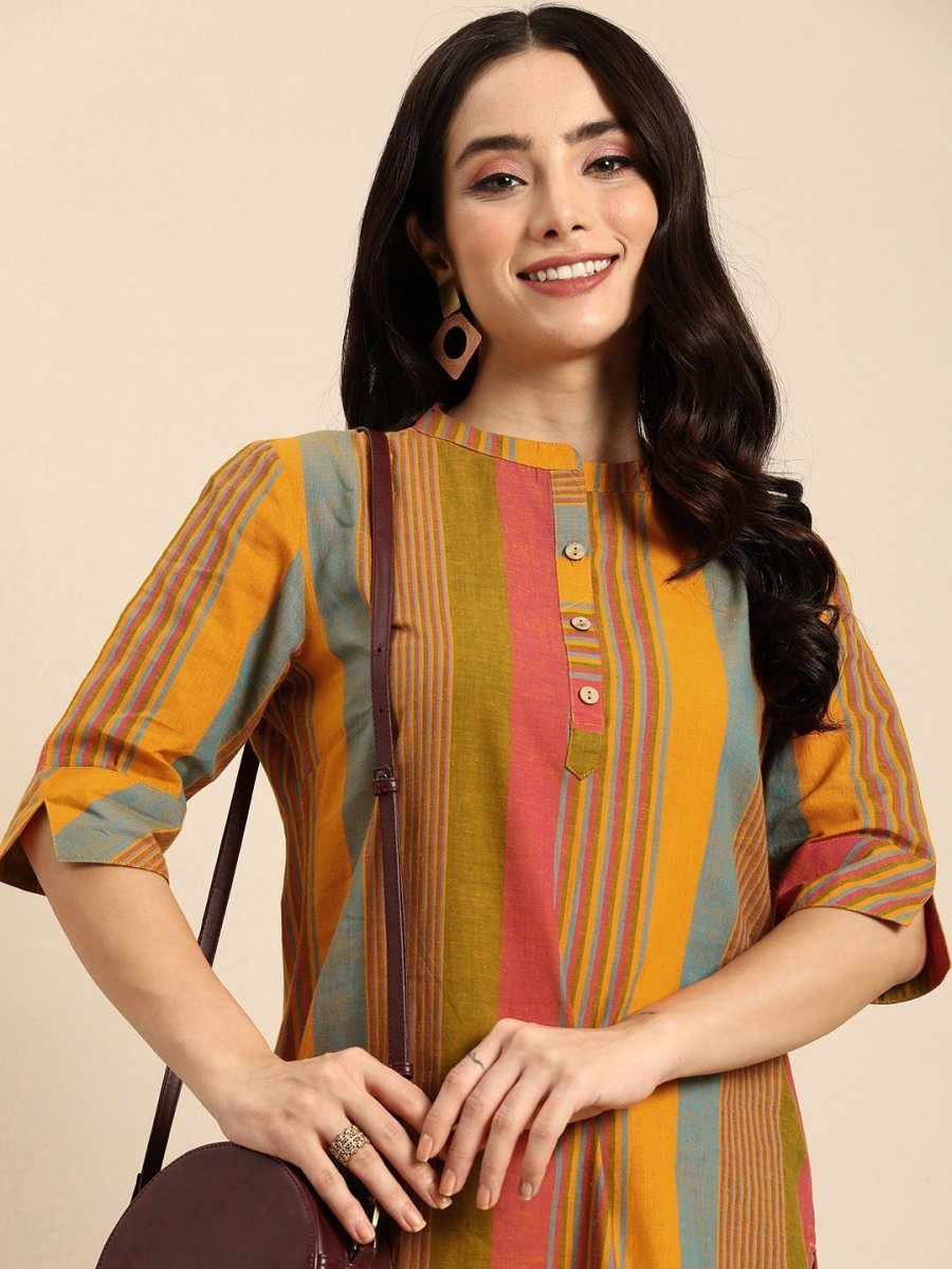 Anouk Women Striped Cotton Kurta - Distacart