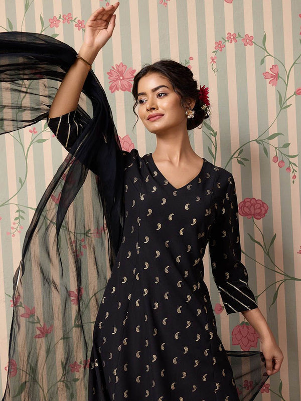 Ode by House of Pataudi Floral Printed Regular Kurta with Trousers & With Dupatta - Distacart