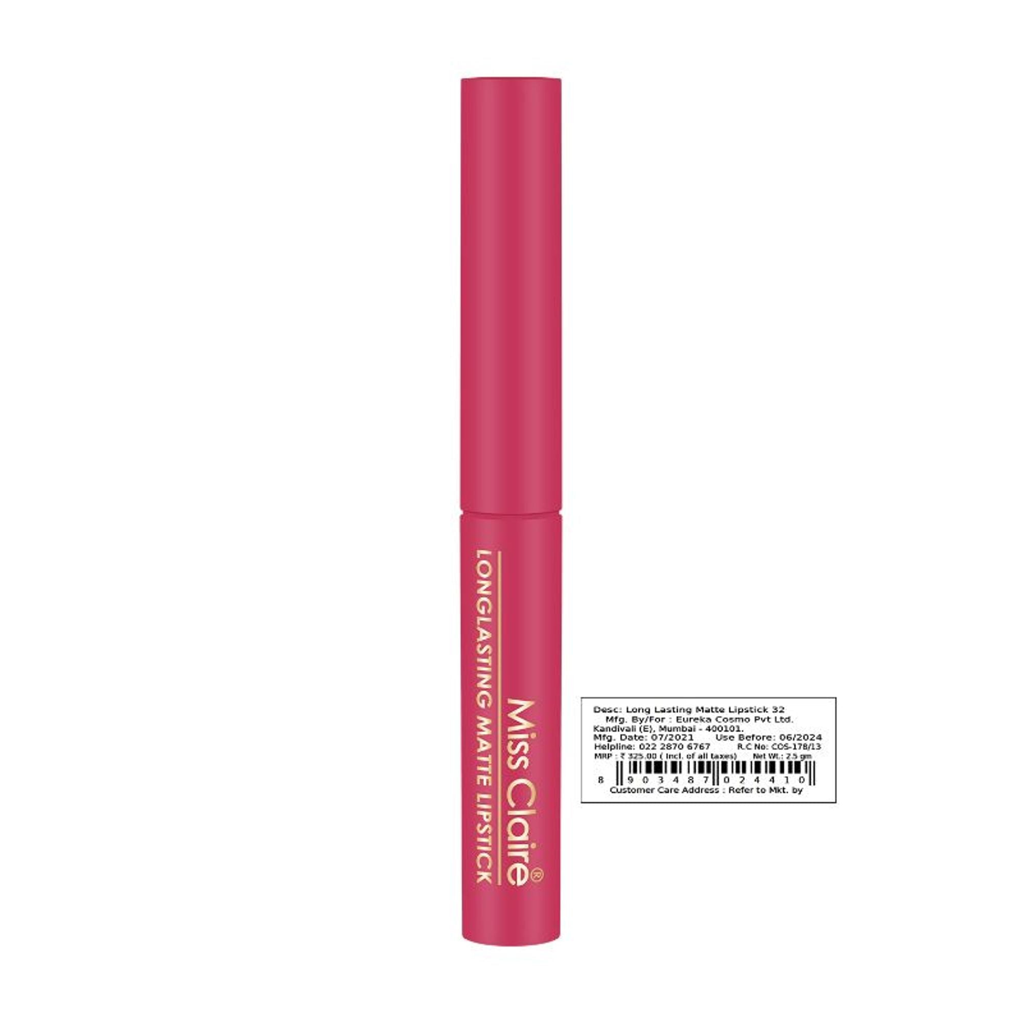 Miss Claire Long Lasting Matte Lipstick - 32 Ultra Pink